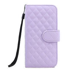 Samsung Galaxy Note 4 Quilted Flip Leather Wallet Case w Stand and Strap (Light Purple)